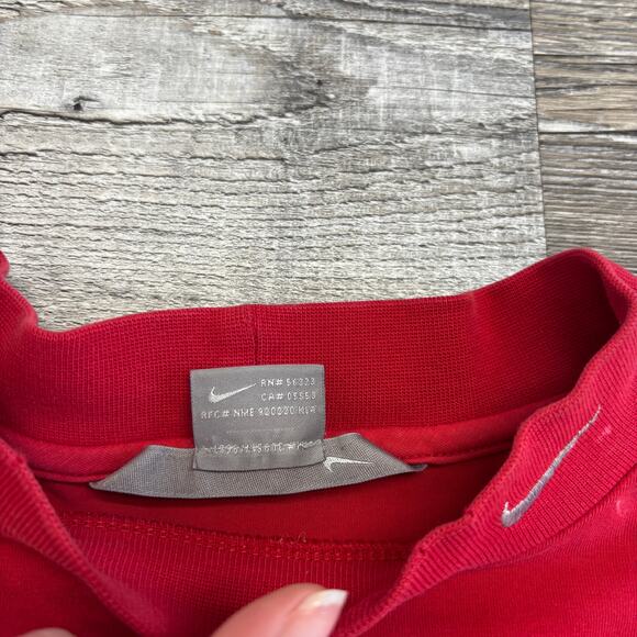 Vintage Y2k 2000s Nike Red Mens L Mock Neck Silver Swoosh Blank T-shirt Heavy - Picture 9 of 11